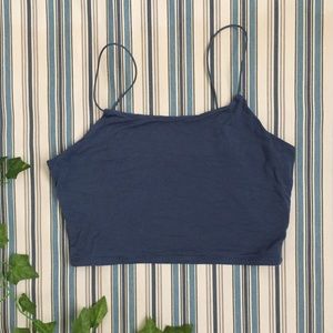 Blue Strappy Crop Tank Top